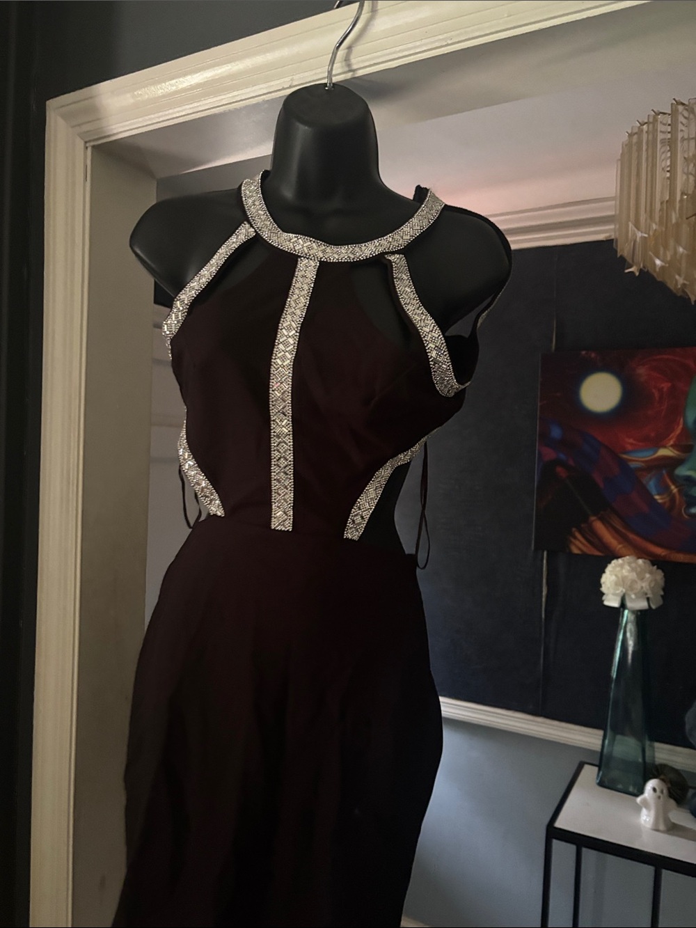 Black Dress with Silver Embellished Trim